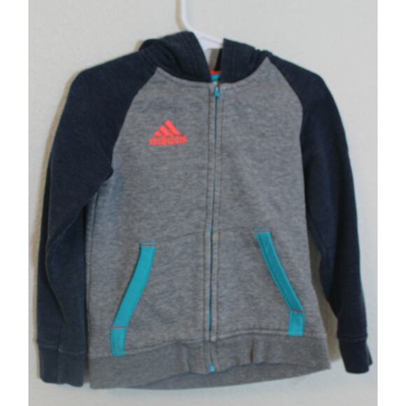 ADIDAS Zip Up Track Jacket Blue/Gray Stripes Kids Boys Size 3T triple stripe - Picture 1 of 10